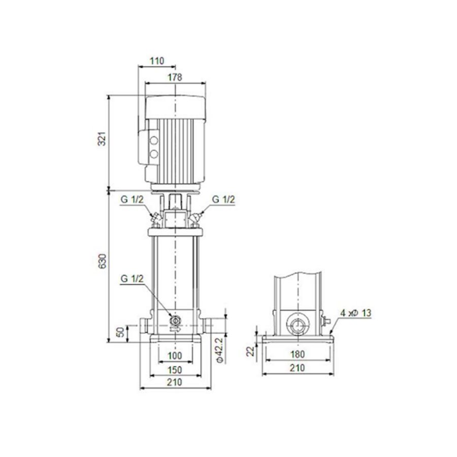 Centrifugaalpomp CRN5-15 A-P-G-V-HQQV 3x400D 50 Hz