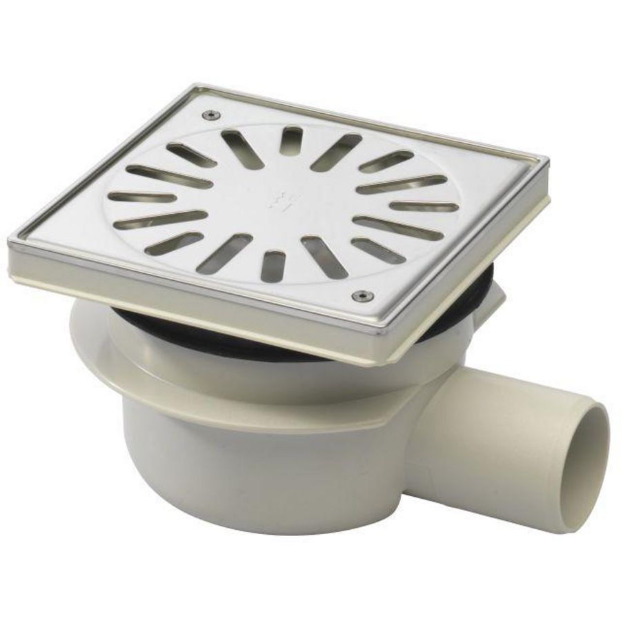 Vloerput 146x146mm ws50 vastrooster RVS+sierrrand zijuitl.