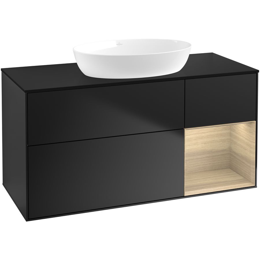 Wastafelonderkast Finion 1200x603x501mm Black Matt Lacquer FA72PCPD