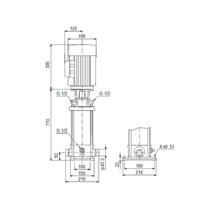 Centrifugaalpomp CRN5-20 A-P-G-V-HQQV 3x400D 50 Hz