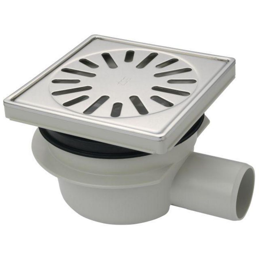 Vloerput ABS 150x150mm 50mm RVS316L rand/rooster vert/hor