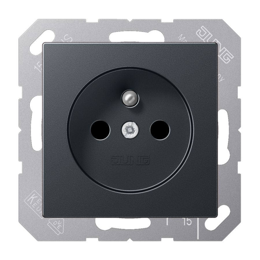 Wandcontactdoos antraciet slagv m.penaarde&ki. A500