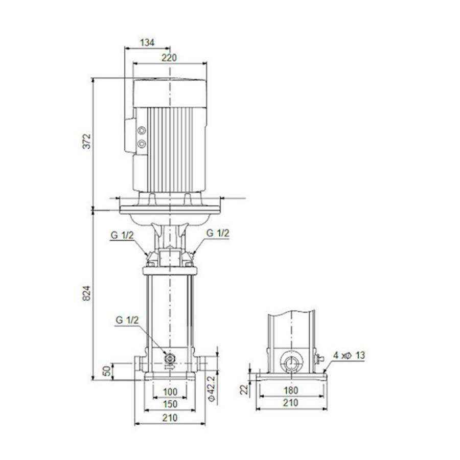 Centrifugaalpomp CRN5-22 A-P-G-V-HQQV 3x400D 50 Hz