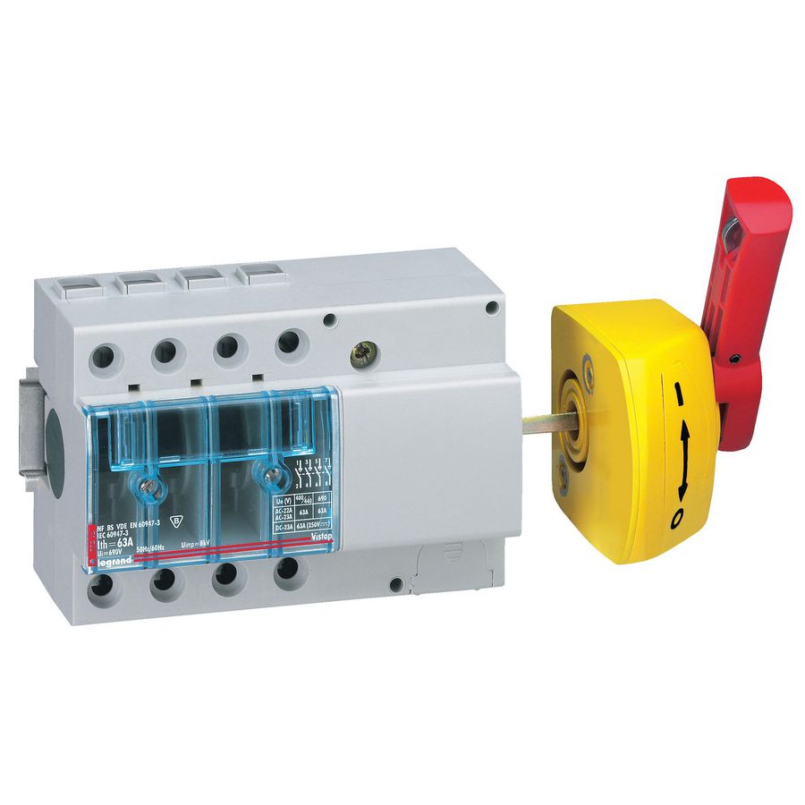 Lastscheider 100A 4-polig zijbediening rood/geel Vistop