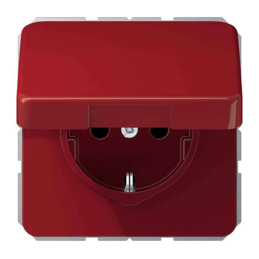 Wandcontactdoos rood met R/A &klapdeksel CD500