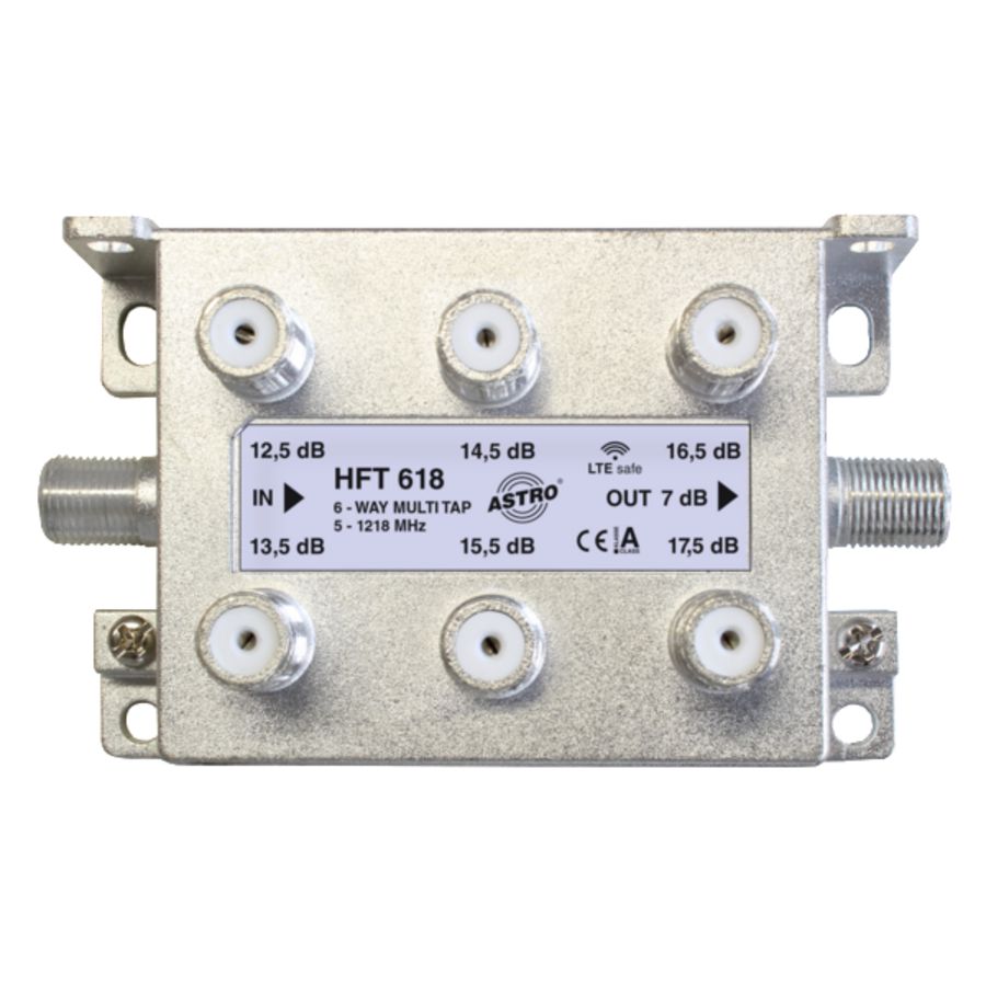 Multi-tap 6-voudig 13-18dB aftakdemping retour met f-aans.