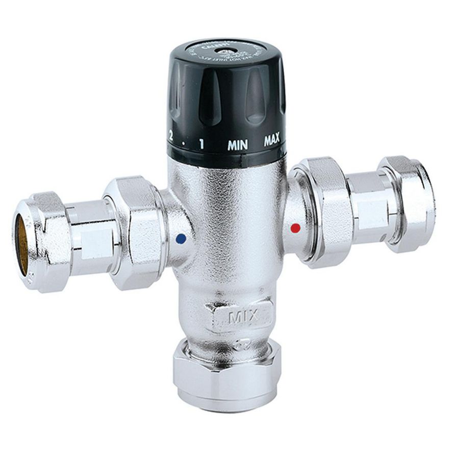 Thermos. mengventiel en1287metkeerkleppen 15knel 30-65°C.