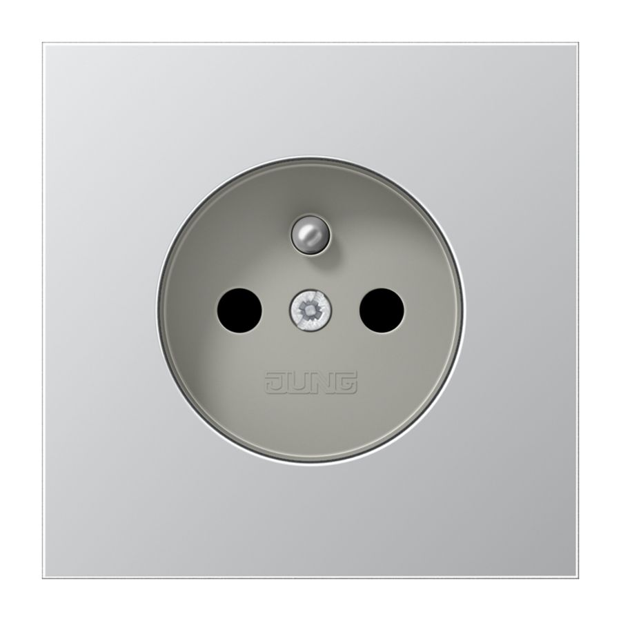 Wandcontactdoos aluminium m.penaarde &ki.beveil. LS