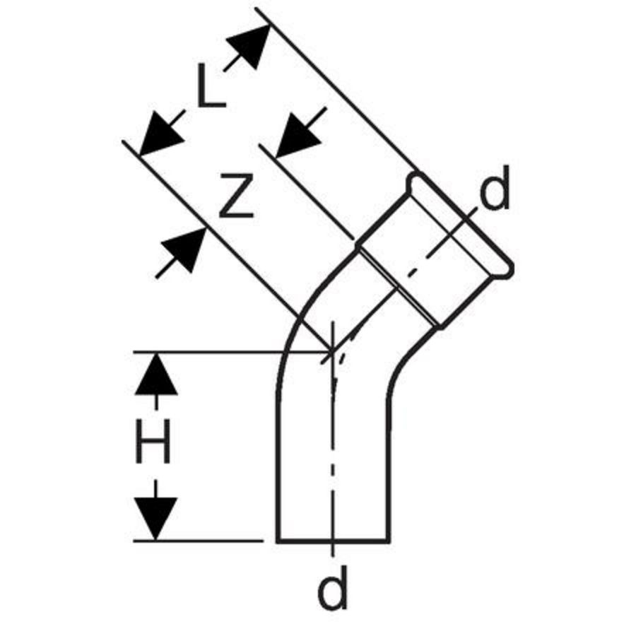 Insteekbocht 45° MAPRESS C-STAAL spie x pers 28mm