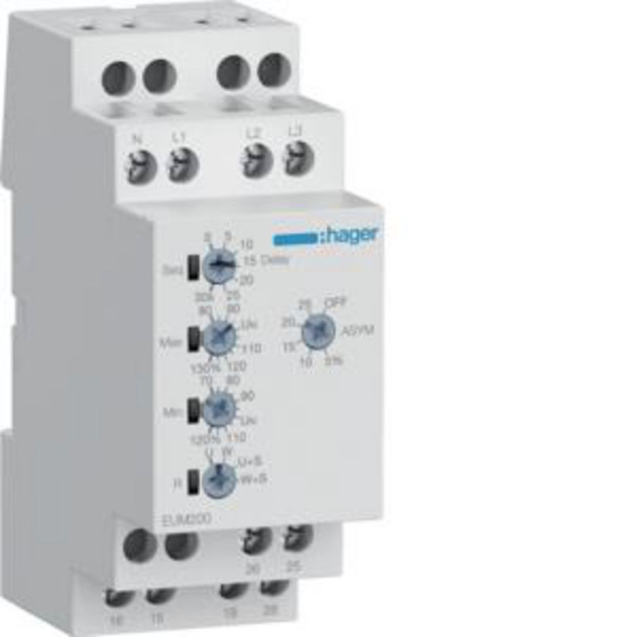 Controlerelais spanning-/fasebew. instelb. multi 1P+N/3PN 2W