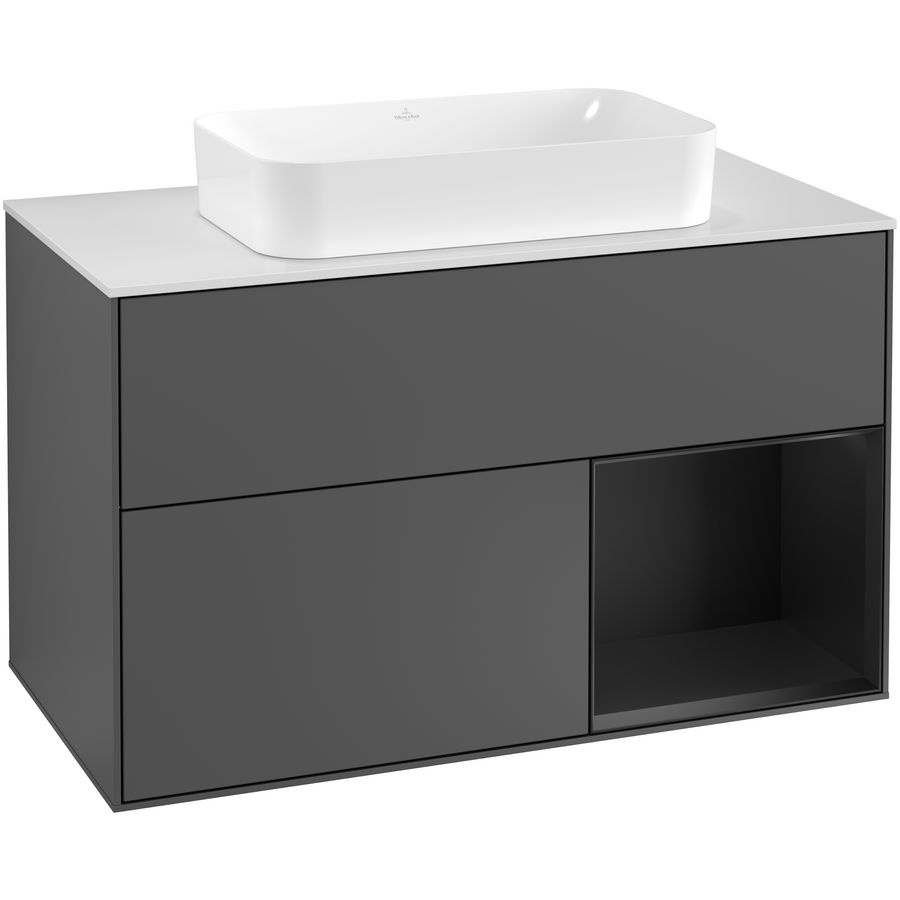 Wastafelonderkast Finion 1000x603x501mm Antr. Matt Lacquer F251PDGK