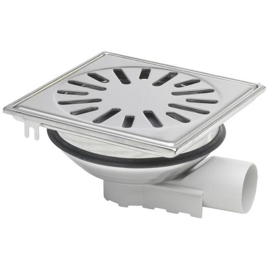 Vloerput RVS304 150x150 mm ABS zu 40 mm RVS304 rooster nv