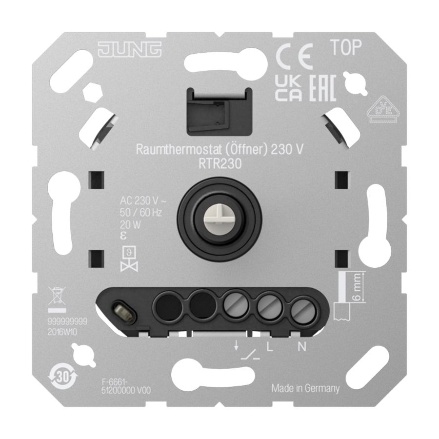 Ruimtethermostaat 230V verwarmen