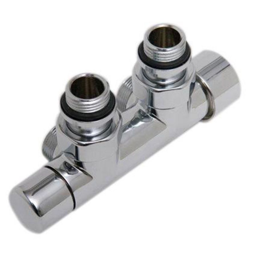 Design H-onderblok OVUS 2x1/2" HoH 50mm haaks handknop rechts (therm. voorbereid) chroom
