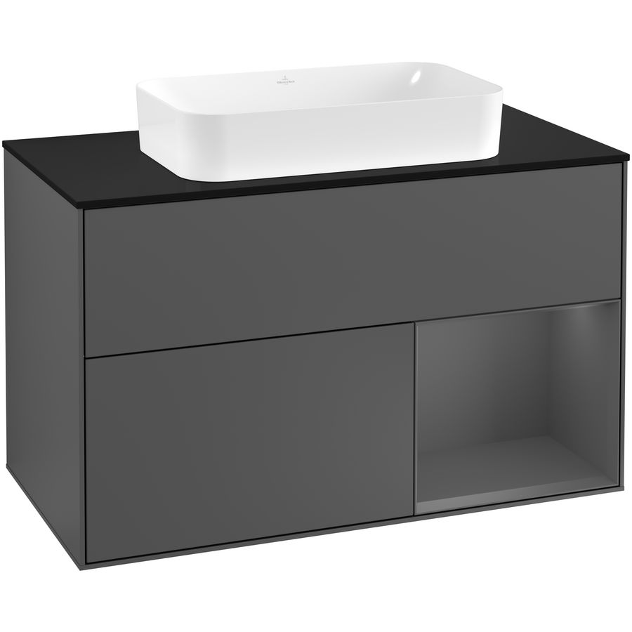 Wastafelonderkast Finion 1000x603x501mm Antr. Matt Lacquer F252GKGK
