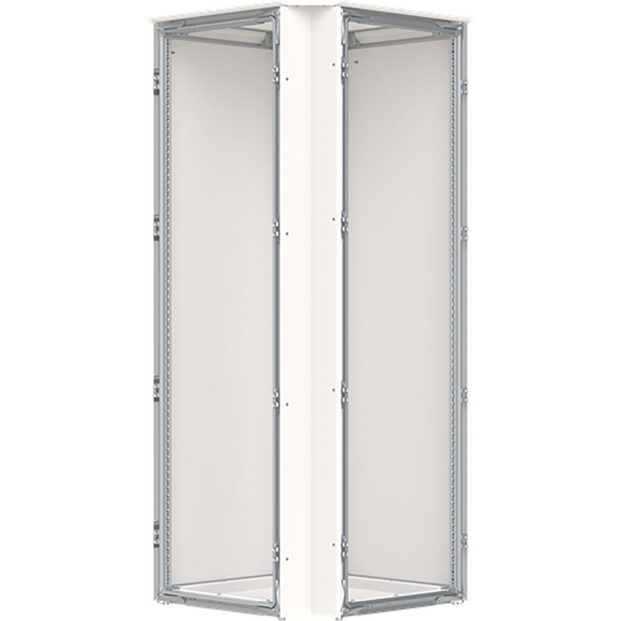 Hoekkast v.v. achterwand, dak- en bodemplaat, 12RE, RAL7035