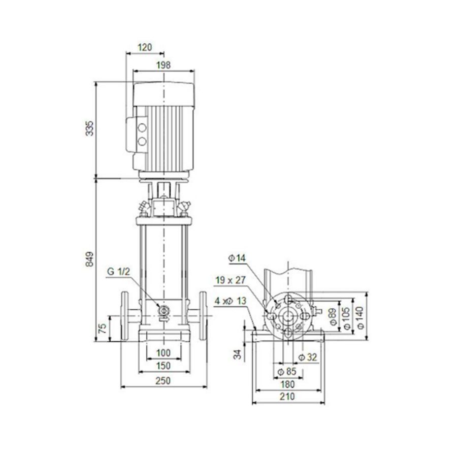 Centrifugaalpomp CRN3-33 A-FGJ-G-V-HQQV 3x400D 50 Hz