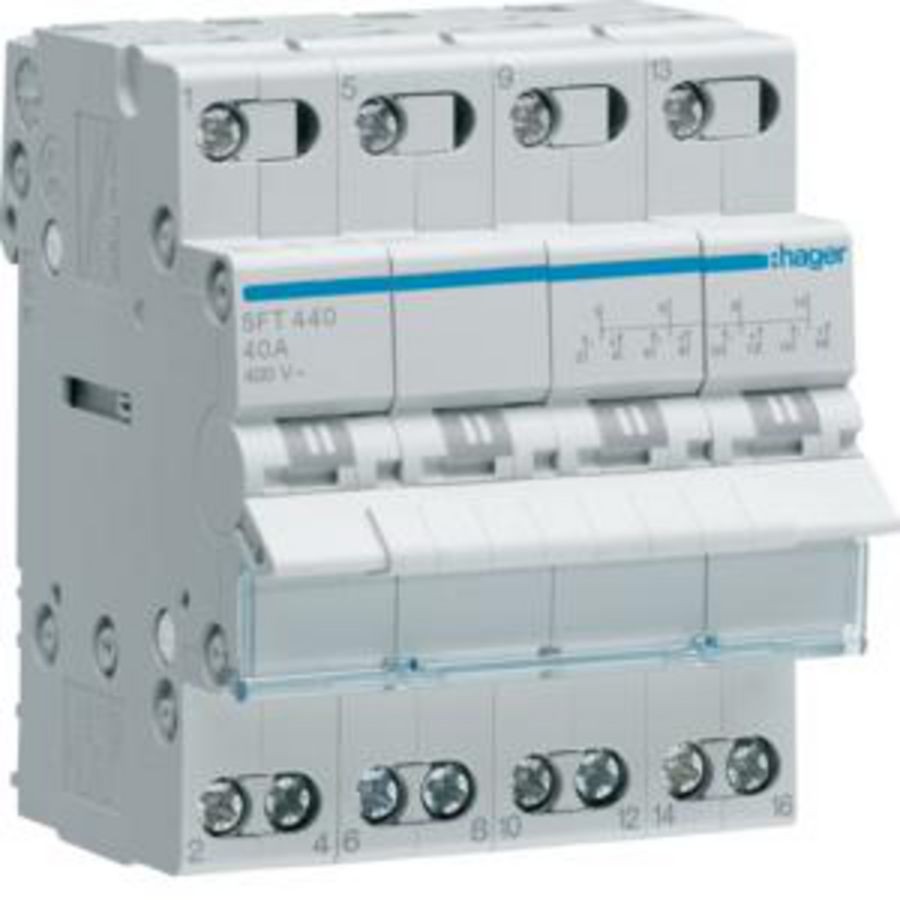 Modulaire omschakelaar 4P 40A NO.NC I-0-II boven