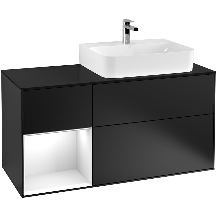 Wastafelonderkast Finion 1200x603x501mm Black Matt Lacquer G142GFPD