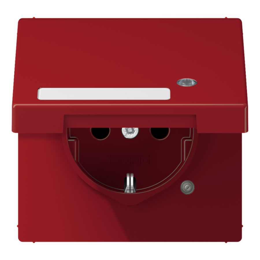 Wandcontactdoos rood klapd tekstvast&contr.l. LS990