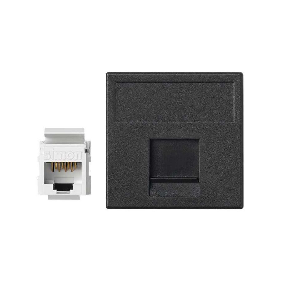 1x RJ45 Cat.6 inbouwmodule zwart 45x45mm