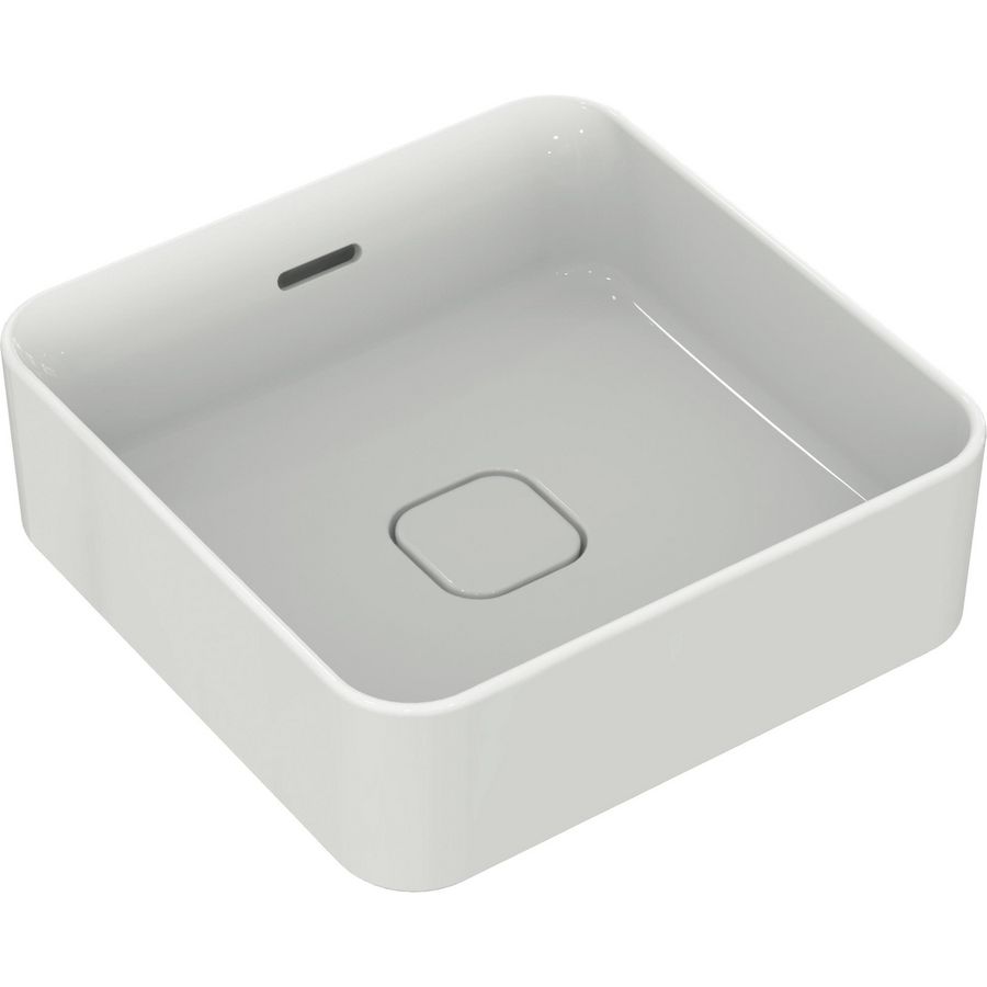 Strada II wastafel 400mm vierkant wit z.kraangat