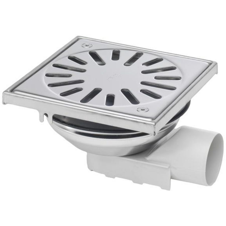 Vloerput RVS304 150x150mm ABS 50mm RVS304 rand rooster