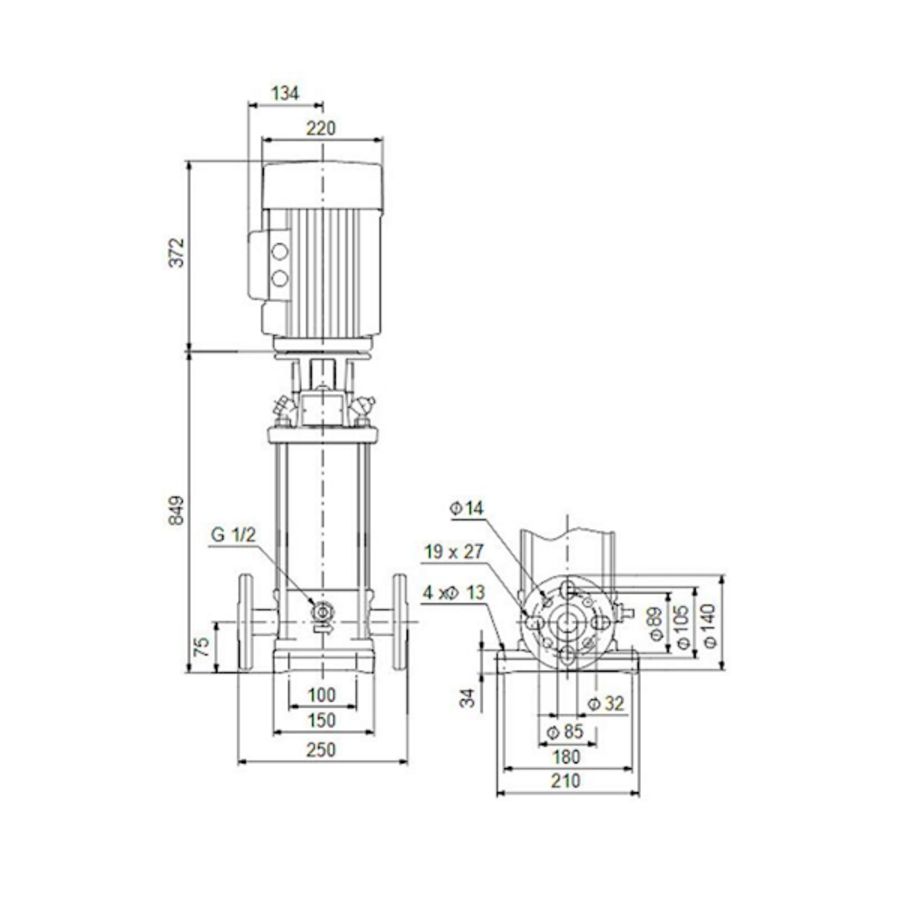 Centrifugaalpomp CRN5-22 A-FGJ-G-V-HQQV 3x400D 50 Hz