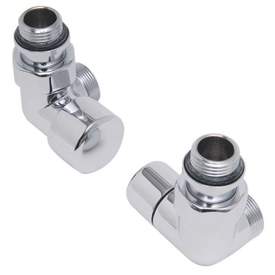 Designkraanset OVUS dubb. haaks links 1/2" (therm. voorbereid) + voetventiel 1/2" dubb. haaks rechts chroom