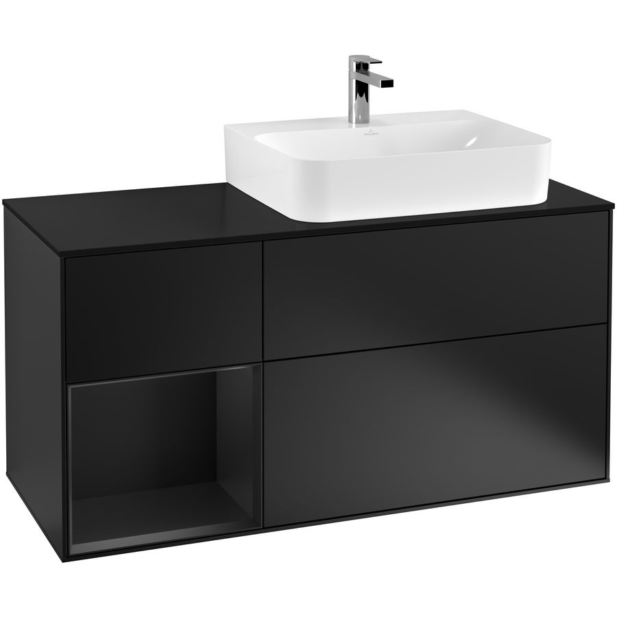 Wastafelonderkast Finion 1200x603x501mm Black Matt Lacquer G142PDPD