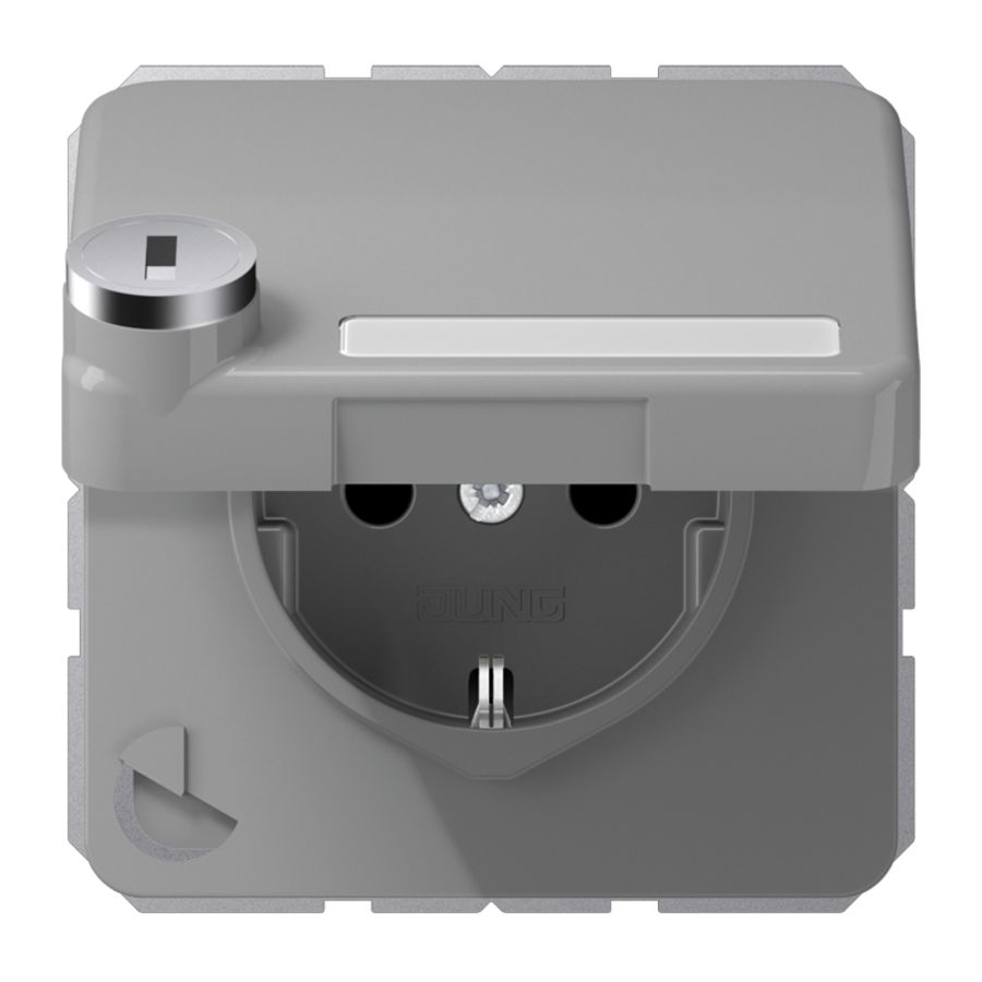 Wandcontactdoos CD500 grijs klapd. tekstvenst. slot