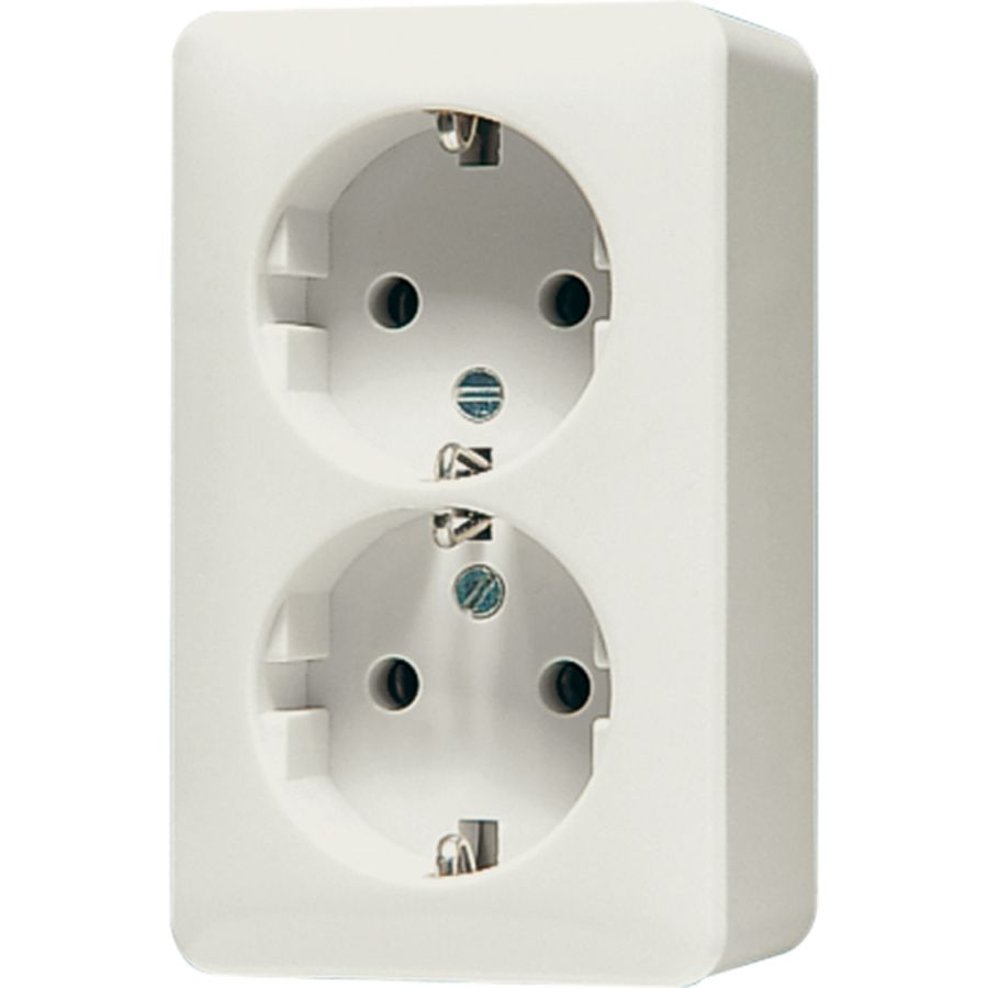 Wandcontactdoos wit 2-voudig met R/A AP600