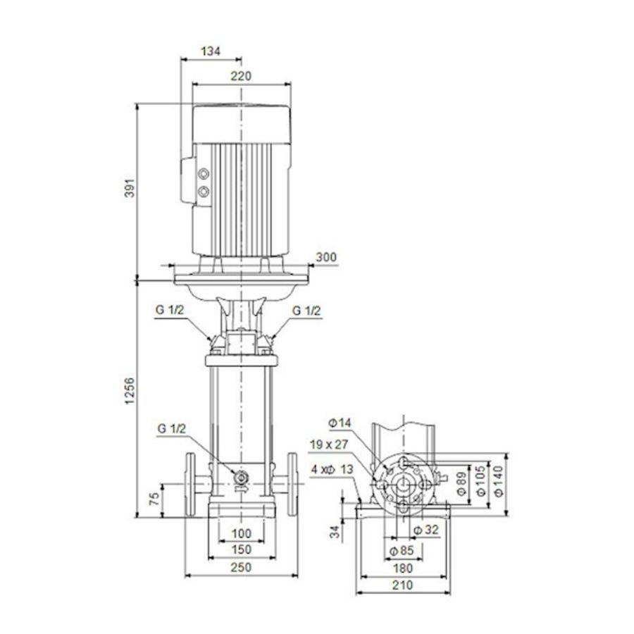 Centrifugaalpomp CRN5-36 A-FGJ-G-V-HQQV 3x400D 50 Hz