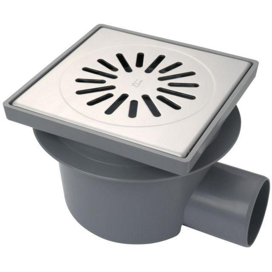 Vloerput ABS 200x200 mm zu 75 mm RVS316 rooster max. 3 kN nv