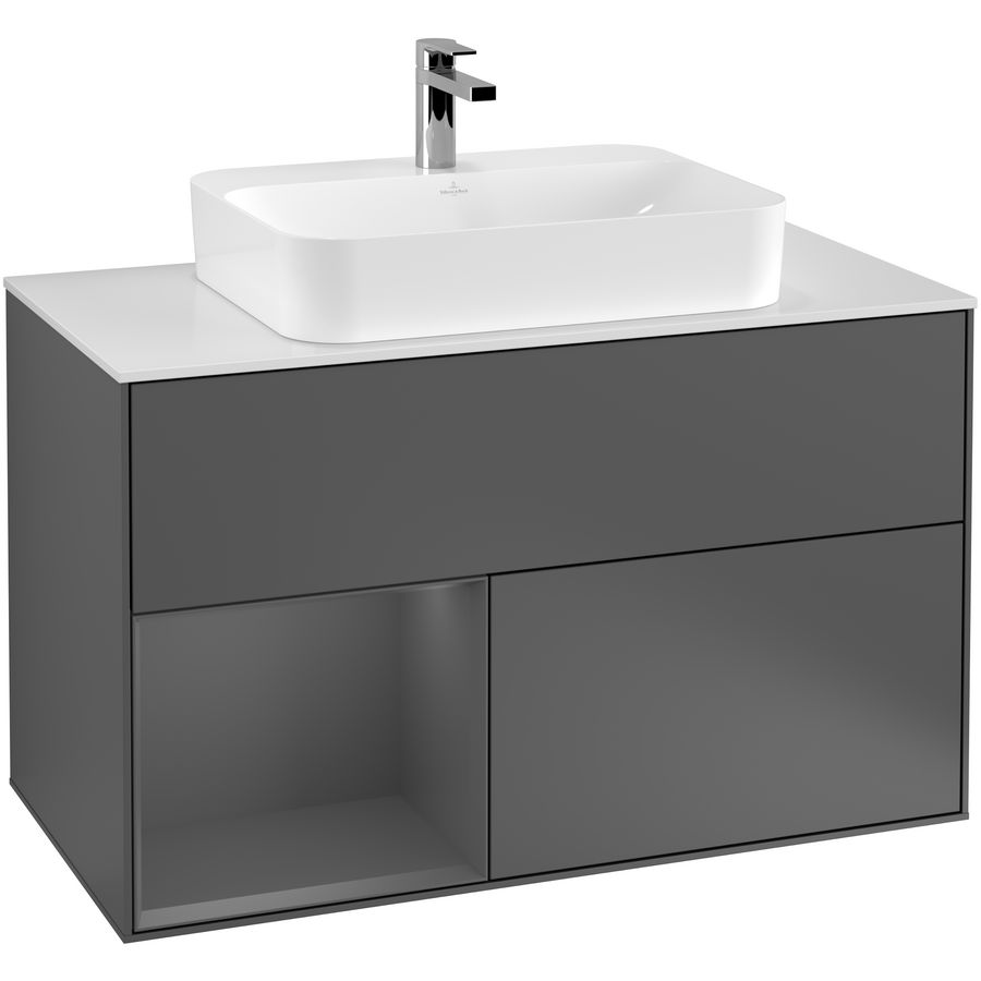 Wastafelonderkast Finion 1000x603x501mm Antr. Matt Lacquer F361GKGK