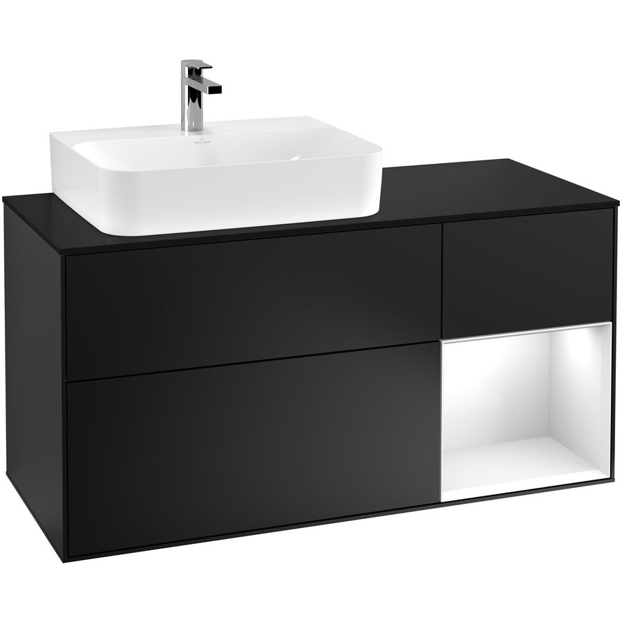 Wastafelonderkast Finion 1200x603x501mm Black Matt Lacquer G152GFPD