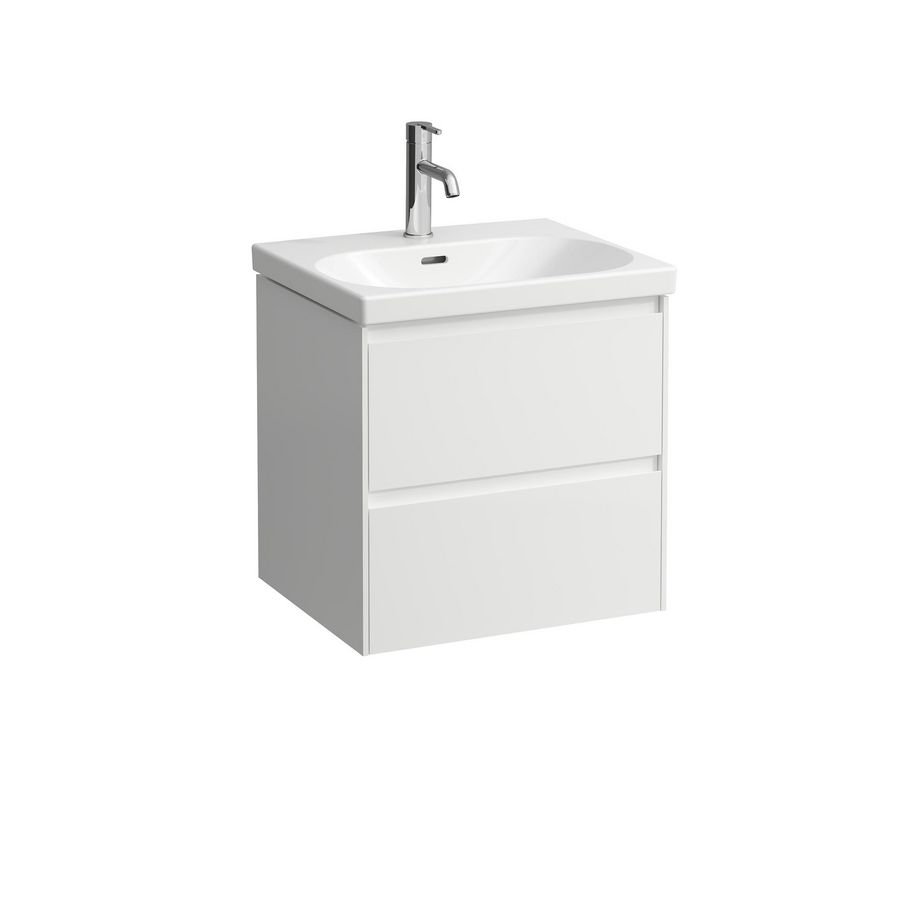 Wastafelonderbouwkast 55cm 2laden wastafel 810082 gl. wit