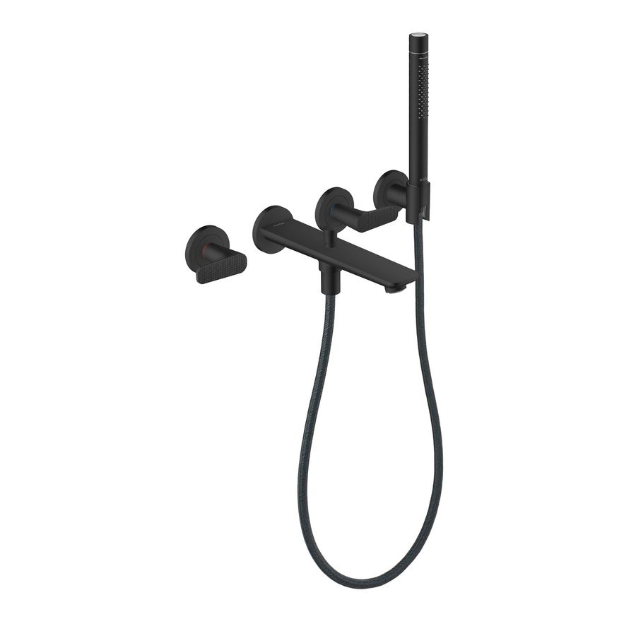 Afbouwdeel 3-gats inbouw badkraan handdouche Cubic Cut greep mat zwart Citterio-C