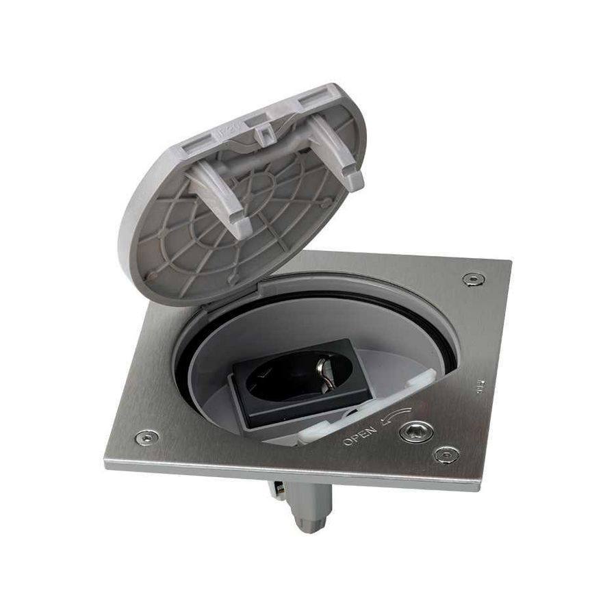 Deksel vloerdoos RVS 1x contactdoos IP66 SIM-KSE1SEC/23/72