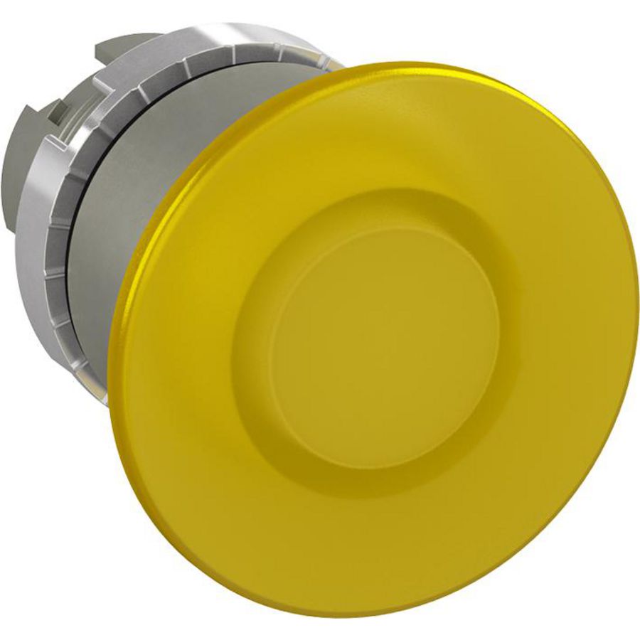 Verlichte paddestoeldrukknop Ø40mm terug verend geel