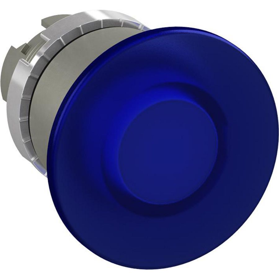 Verlichte paddestoeldrukknop Ø40mm terug verend blauw