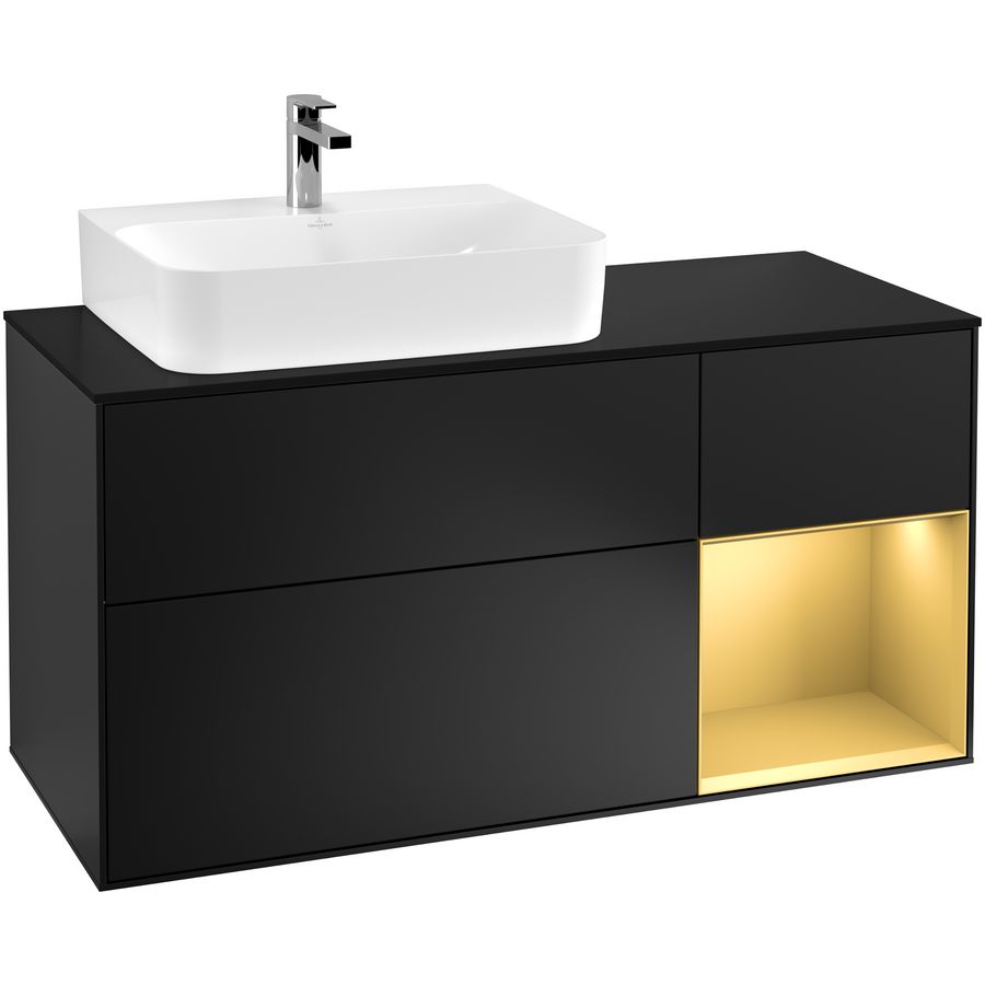Wastafelonderkast Finion 1200x603x501mm Black Matt Lacquer G152HFPD