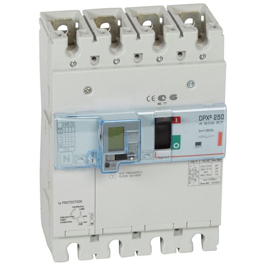 Vermogensschakelaar 250 Thermomagn. + RCD 160A 4P 36kA DPX3