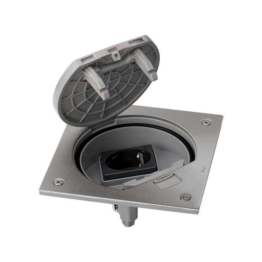 Deksel vloerdoos RVS 1x contactdoos IP66 SIM-KSE1/23/72