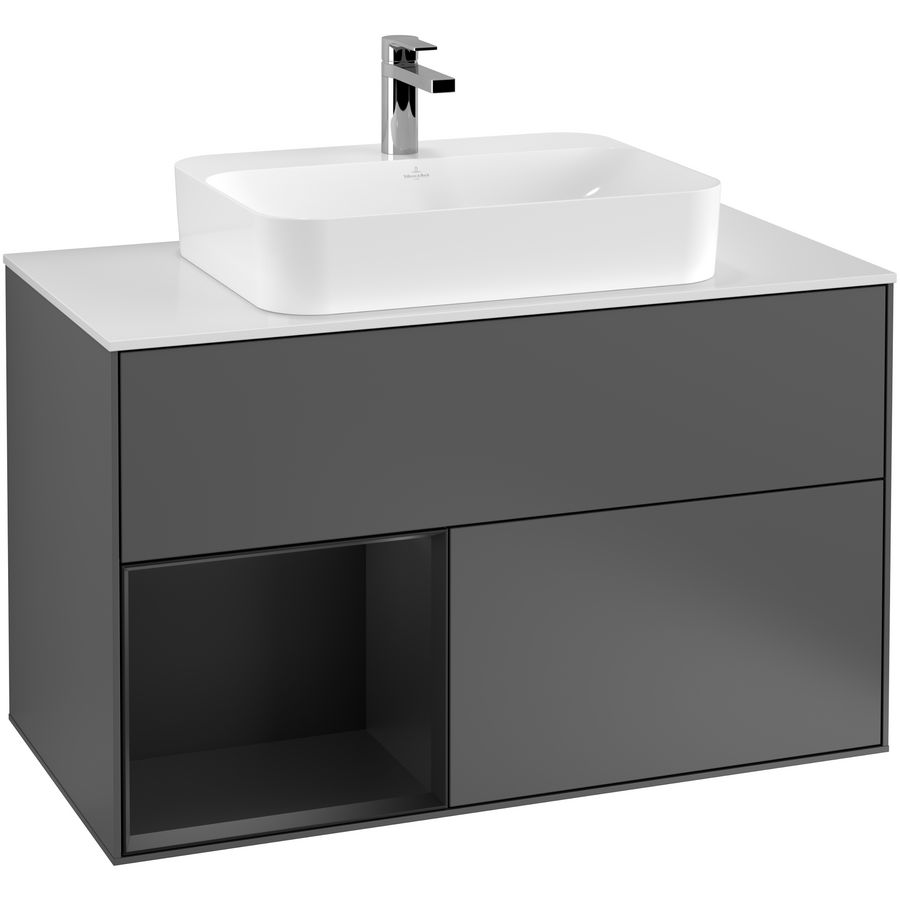 Wastafelonderkast Finion 1000x603x501mm Antr. Matt Lacquer F361PDGK