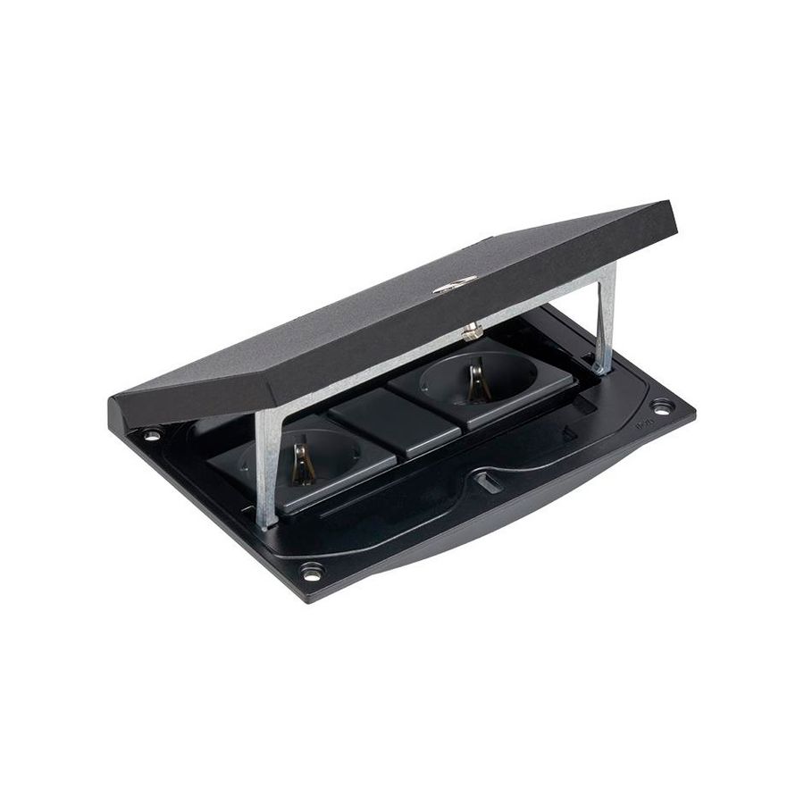 Deksel vloerdoos Zwart 2x contactdoos en 1x 22,5x45mm optie IP66
