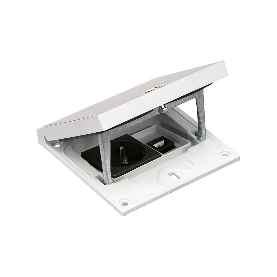 Deksel vloerdoos RVS 1x contactdoos en 1x RJ45 CAT 6 IP66