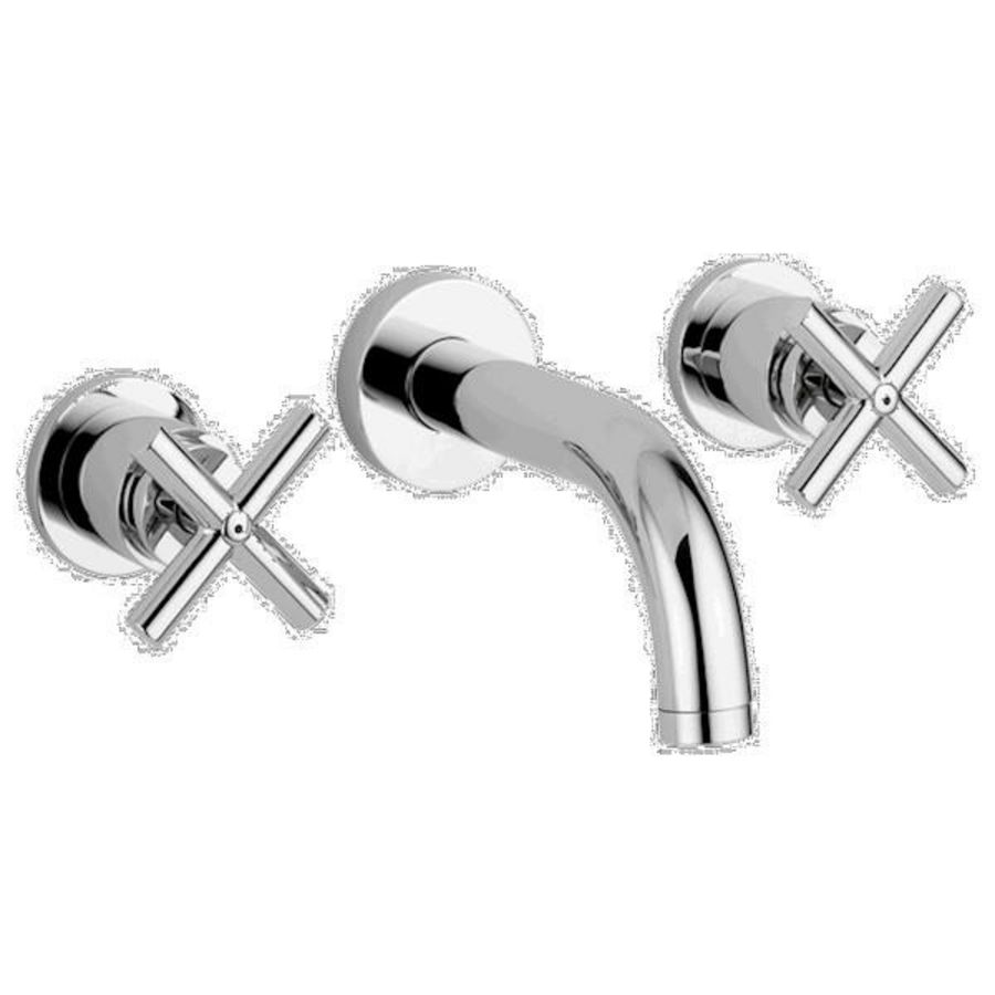 Quattro wandkraan chroom 3-gats 2-greeps vaste uitloop 175mm chroom