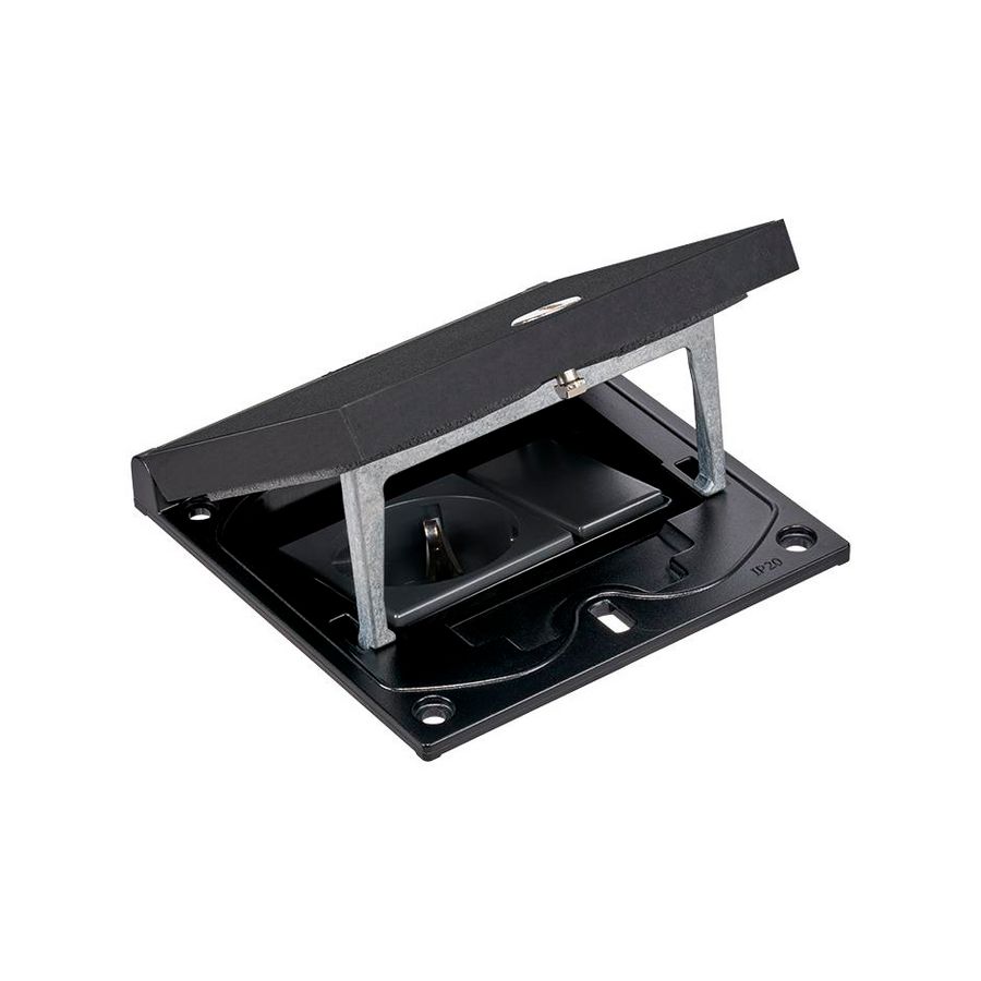 Deksel vloerdoos Zwart 1x contactdoos en 1x 22,5x45mm K45 IP66