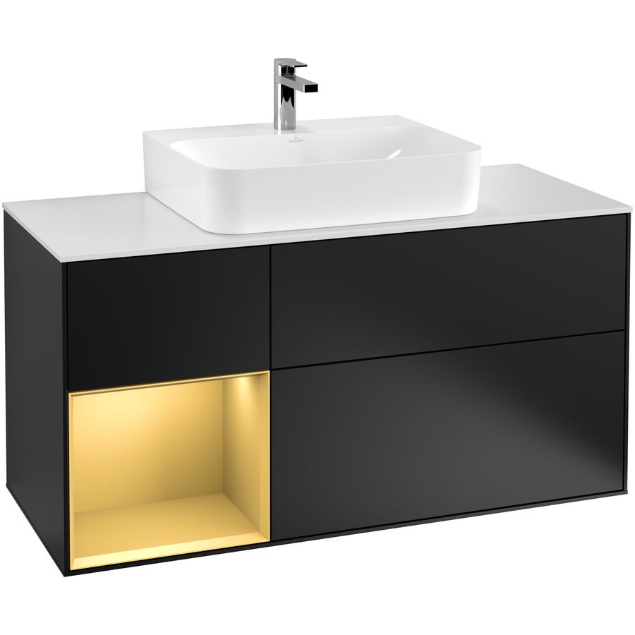 Wastafelonderkast Finion 1200x603x501mm Black Matt Lacquer G161HFPD